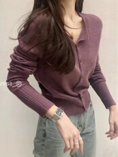 针织衫女宽松开衫女外搭短款上衣长袖空调衫，女装针织衫/毛衣，半城羊绒