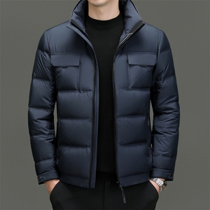 爸爸冬季外套中老年羽绒服男中年男士冬装休闲加厚款老年人上衣服图片