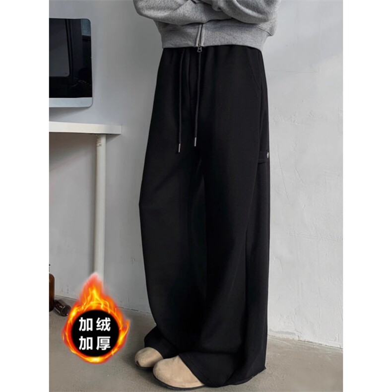 美式高街阔腿裤男oversize宽松直筒长裤感拖地休闲卫裤jr730p45，男装休闲裤，电商D315A