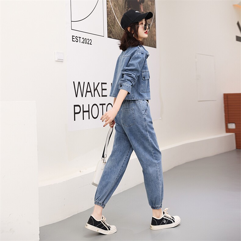 2022年春款新款上衣裤子套装外套牛仔时尚气质两件套,女装套装/套裙,瑶迪依秀