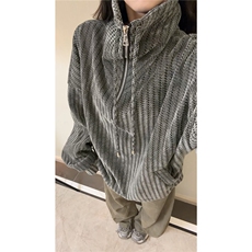 雪尼尔立领卫衣美式复古潮流打底设计重磅翻领外套卫衣常规P49，男装T恤，电商B319