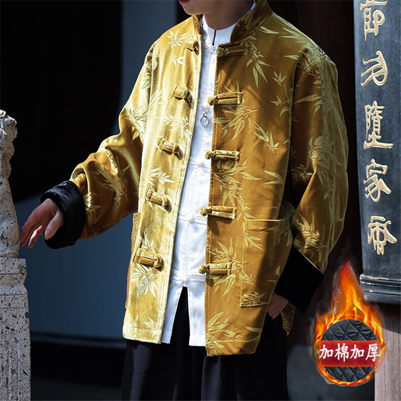 新中式丝绒压花竹叶加棉加厚棉服MY9913-P130控188,男装棉衣,电商A021