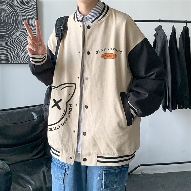 电商DSA028-JKC21V170P50新款印花棒球服外套港风休闲夹克,男装夹克,电商A028