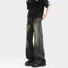 xz905-2-Z027#P65-（控98）美式怀旧水洗微喇牛仔裤，男装牛仔裤，星座905-2