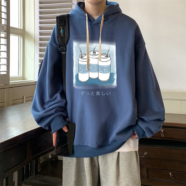 纯棉连帽卫衣男大码运动帽衫宽松薄WY2148-P35加绒款-P40,男装卫衣,电商A040