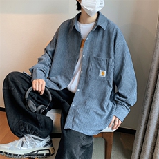 华夫格衬衫男士长袖港风宽松ins潮牌秋季复古衬衣外套W1613-P42，男装衬衫，星座512-4