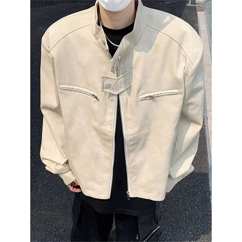 美式痞帅短款垫肩外套男飞行夹克美拉德皮衣机车服LF1001p65特,男装夹克,电商D256-2(原A064-2)