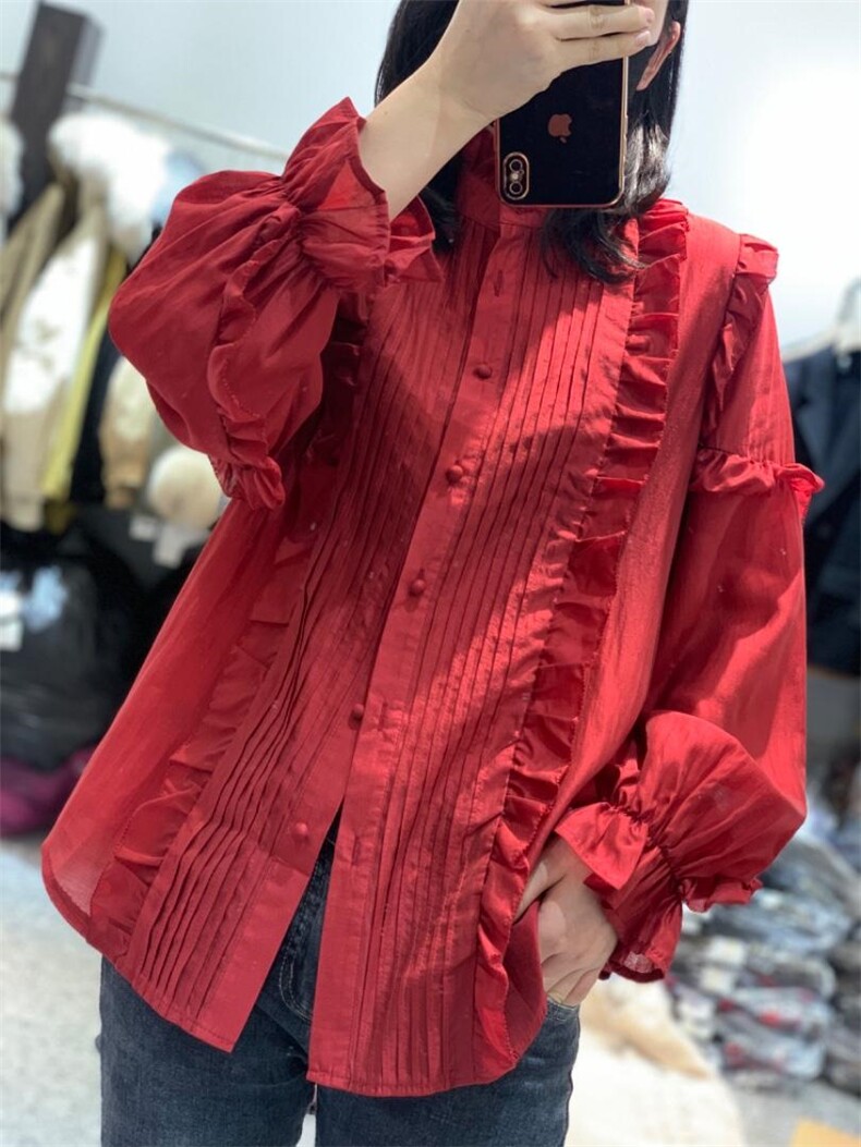 2023春季新款韩版高级感百搭修身气质温柔甜美衬衫,女装衬衫,L·H·X