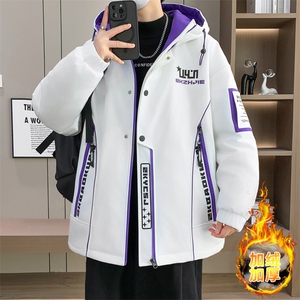 男士外套青年男冬季加绒加厚夹克外套帅气保暖棉衣男L8756-P93,冬纯色连衣裙穿搭技巧图片