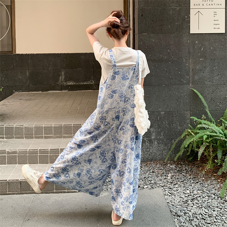 碎花吊带阔腿裤2C317A-8519-P125-K175,女装休闲裤,2C317A
