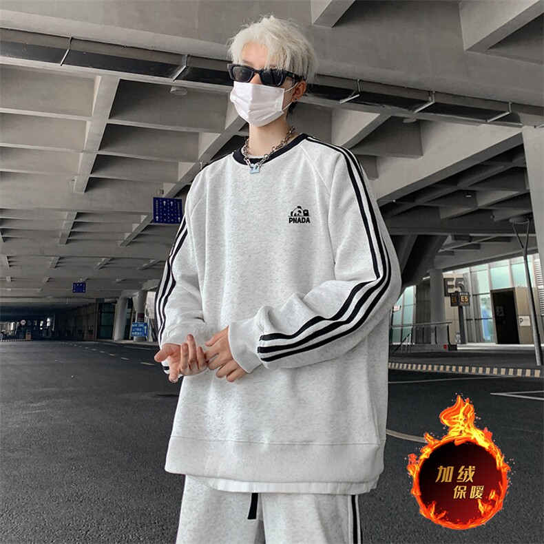 抖音得物高品质重磅全棉二开支持退换360克宽松织带圆领卫衣0516,男装卫衣,电商A486
