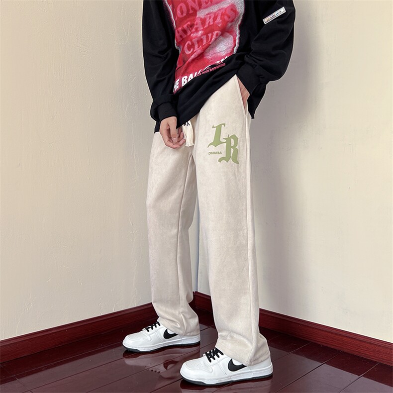 109-1-K98-P45控58麂皮绒发泡印花秋装宽松拖地休闲裤,男装休闲裤,星座109-1