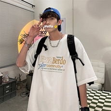 抖音得物二开现货220克夏装重磅美式高街宽松短袖t恤MT180，男装T恤，电商A486-1