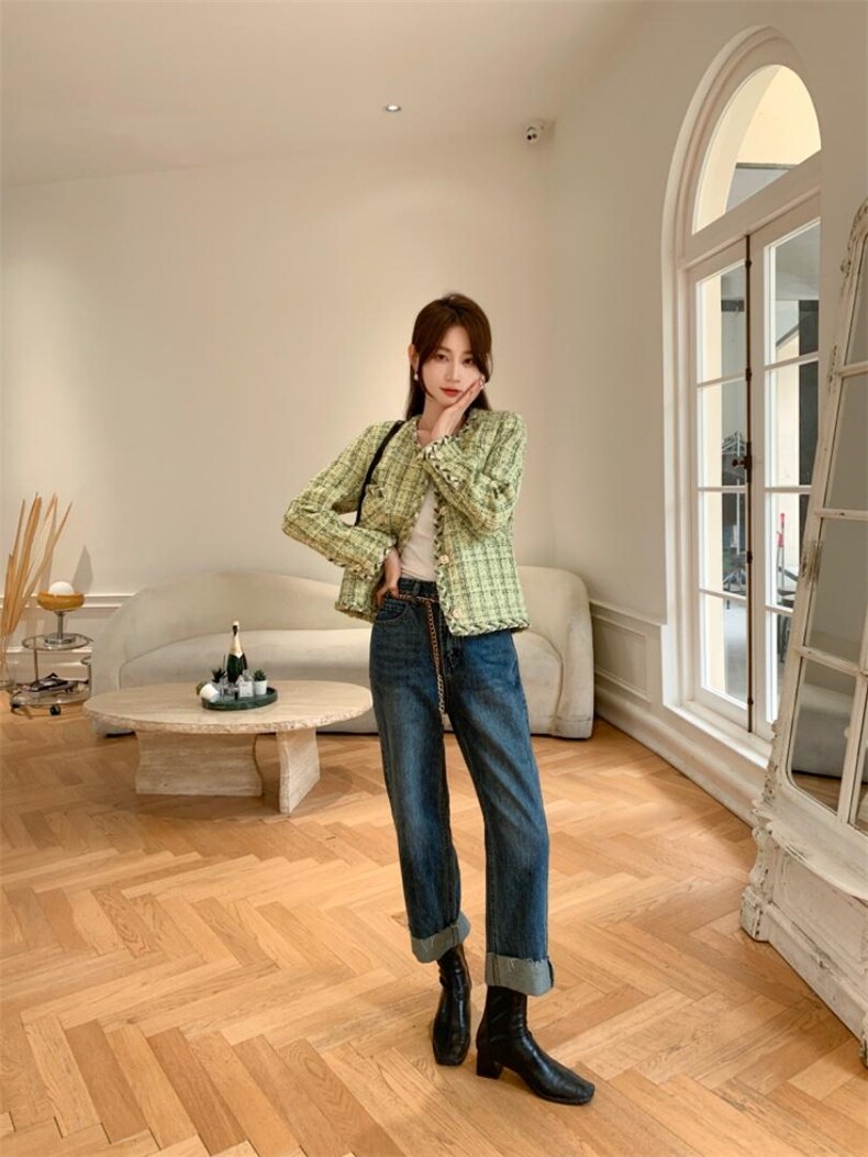 草绿色含羊毛面料韩版甜美淑女气质高雅外套，其它，荷塘月色