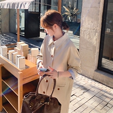 卡其色英伦风衣外套女秋季2024新款韩系chic休闲高级感中长款大衣，女装风衣，浙宝103（原192）