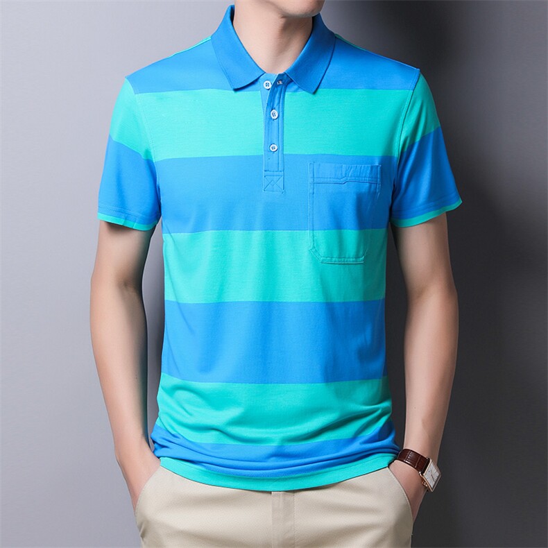百搭时尚polo男士短袖上衣条纹夏季宽松中年潮流T恤HM1707-P55,男装Polo衫,星座1105-3