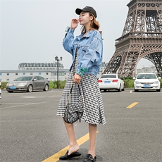 牛仔外套女2021夏季新款韩版中长款翻领春秋修身长袖显瘦潮，女装短外套，布衣桑