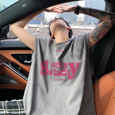 ！2024夏季新款情侣麂皮绒背心潮牌印花无袖T恤TLBX16特P18，男装T恤，电商B220