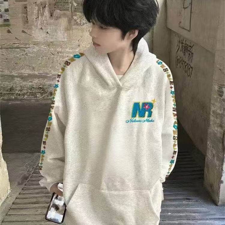 5311-P55原版毛巾刺绣口袋压线后包领休闲连帽卫衣薄款图片
