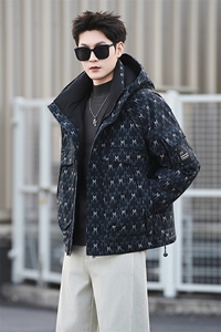 6681-M-3XL-P215-标50绒社会小伙男士潮牌休闲连帽工装羽绒服图片