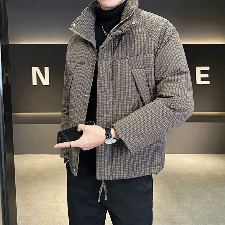 轻薄男冬季2025新款格子立领男装加厚外套  A313-2450-P195图片