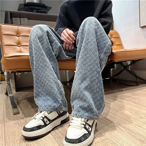 现货提花设计牛仔裤美式做旧复古宽松 XZ603-K811-P45控68图片