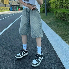 网图现货美式高街复古牛仔提花五分裤男K1107/特p35，男装牛仔裤，星座205-3