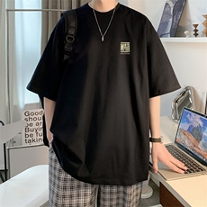 抖音得物品质夏季美式高街220克宽松纯棉潮牌印花短袖T恤MT30特15，男装T恤，电商A486-1