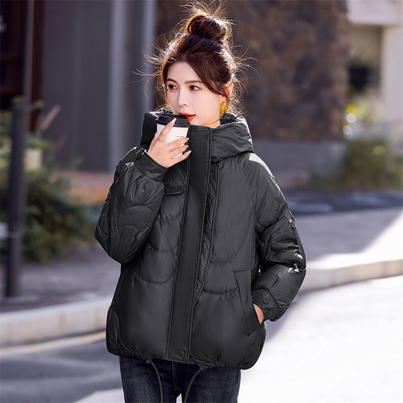 冬装新款简约时尚保暖连帽休闲棉服棉衣外套,女装棉衣/棉服,韩美纤衣