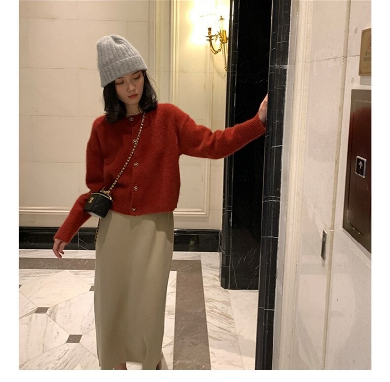 秋冬新款女圆领短款纯色韩版毛衣外套显瘦羊毛开衫,女装羊毛衫,思途羊绒