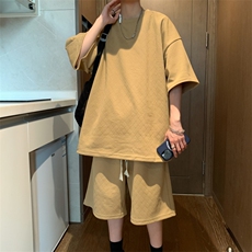 新款夏季短袖T恤套装港风吸汗透气凉爽宽松休闲潮流男装TZ5908P70，男装休闲套装，电商A086
