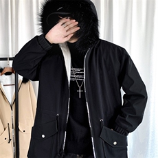 大货加绒风衣男中长款棉衣服男派克服男女大衣男毛领F659-P115，男装风衣，星座401