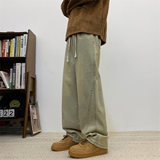 复古vibe风黄泥色牛仔裤男夏季直筒高街潮牌宽松休闲裤60774-p40，男装牛仔裤，星座1008-2