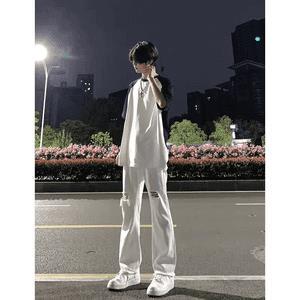 现货! 港风新款2025潮流百搭直筒宽松大码牛仔裤松紧腰NZ6172-P35图片