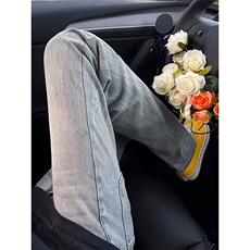 水洗蓝闪电竹节纹牛仔裤男款夏季美式高街直筒裤A1159-P47，男装牛仔裤，星座208-5