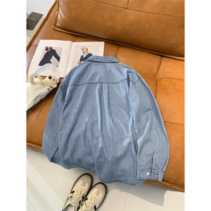 韩系纽扣开衫牛仔衬衫男女港风时尚垂感衬衣ins潮外穿CY1128-P50图片