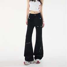 工装喇叭裤女2026新款夏季美式多口袋不贴腿微喇牛仔裤YD307-P70，男装牛仔裤，星座509
