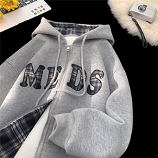 美式双头拉链连帽卫衣中性秋季cleanfit卫衣db100批75控108，男装卫衣，电商B386