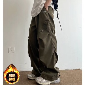 美式街头潮牌直筒阔腿宽松工装裤秋冬季男裤子WL155-P38 加绒45图片