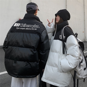 港风新款冬季时尚百搭复古情侣立领PU皮棉服外套MY6407P125控168图片