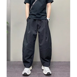 春夏新款潮牌宽松版薄款弯刀裤直筒百搭纯色休闲长裤男 K60图片