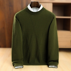 2024年秋冬季澳洲羊毛圆领大W纹羊毛衫，男装羊毛衫，忠诺羊绒