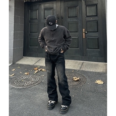 美式ins高街hiphop重工艺水洗微喇复古蓝牛仔裤货号K2320-1P55，男装牛仔裤，电商A063