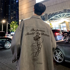 港风新款秋季时尚百搭宽松字母印花潮流衬衫外套S670P55控78，男装衬衫，电商A268A