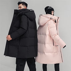 羽绒服情侣工装款2025年冬季韩版90白鸭绒时尚加厚中长羽绒外套，女装羽绒服，灵动羽绒服工厂