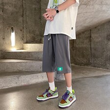 QK72264-P25冰丝七分裤男大码速干短裤男五分裤港风，男装休闲裤，电商A040