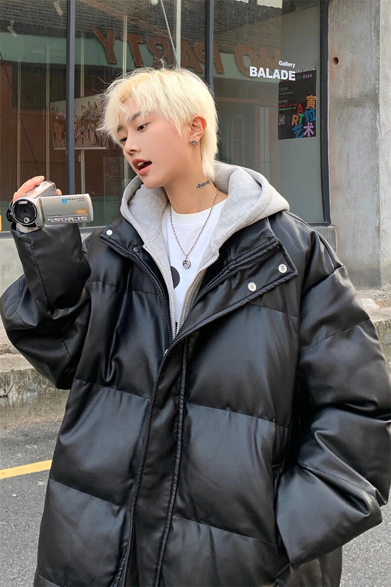 8XL-M高品质！！特大码羽绒服假两件皮棉袄连帽羽绒服YRFC02P190,男装羽绒服,电商D206-1