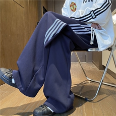 春季新款美式运动斜杠条纹宽松休闲卫裤B315-K25613-特p40控78，男装休闲裤，电商B315