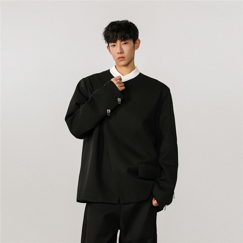 1新中式拼色大码M-5XL西服男:95%聚酯纤维5%氨纶XF77951特P65控98，男装西服，星座226-2