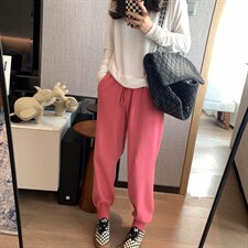 多色针织束脚裤，其它，XTZ style